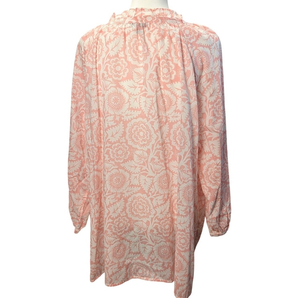 Talbots 2X Pink & White Rose Floral Popover Blouse Top - Picture 9 of 11